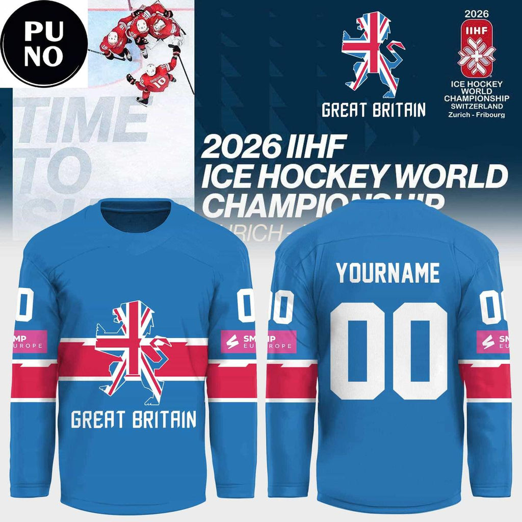 Great Britain 2026 IIHF Ice Hockey World Championship Personalized Hockey Jersey