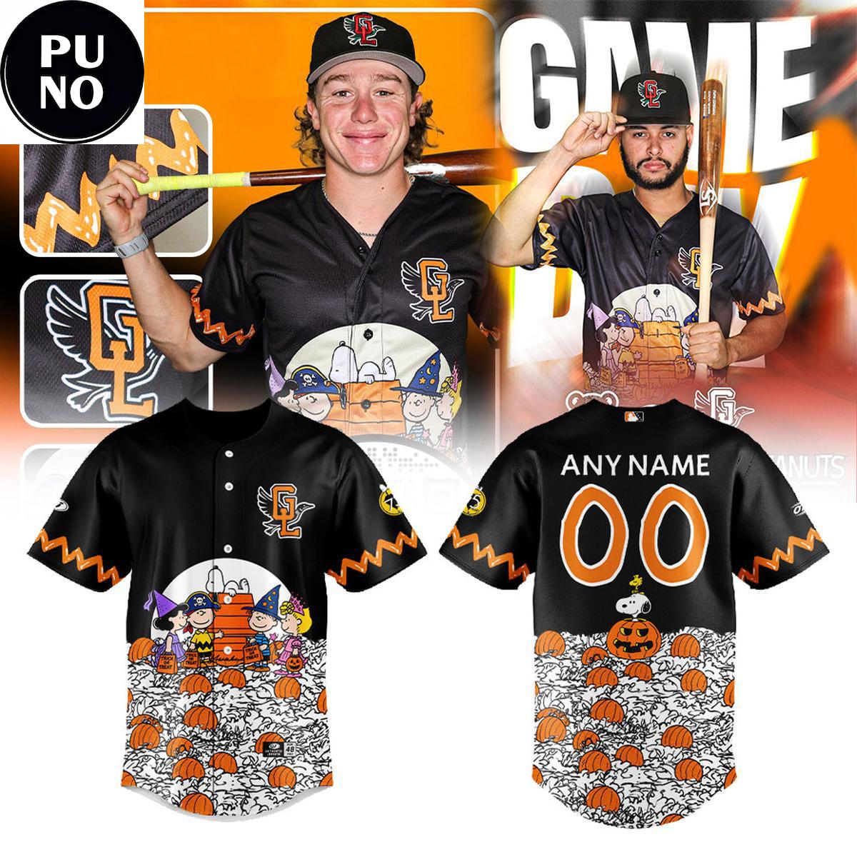 Great Lakes Loons x Peanuts Night 2026 Halloween Personalized Baseball Jersey