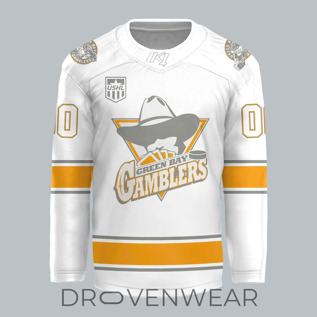 Green Bay Gamblers 2026 Throwback White Out Hockey Jersey