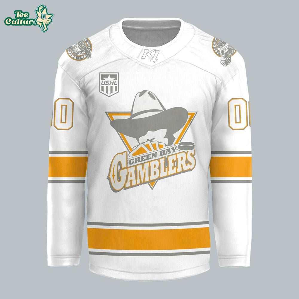 Green Bay Gamblers 2026 White Out Throwback Limited Hockey Jersey