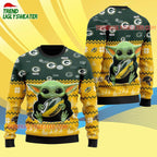 Green Bay Packers Baby Yoda Hug The Ball Christmas Ugly Sweater