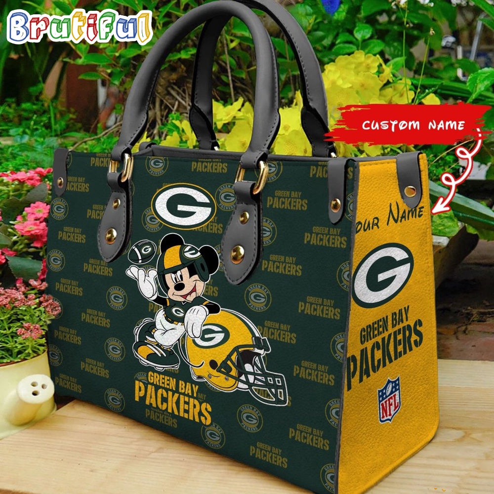 Green Bay Packers Mickey Leather Bag Custom Name Women Bag