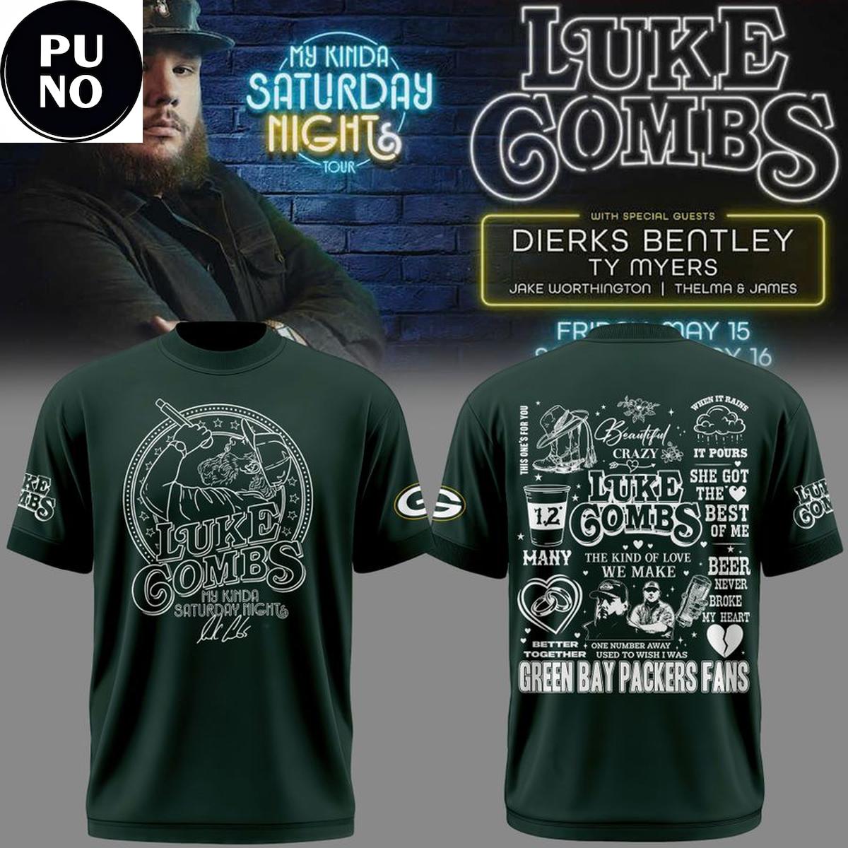 Green Bay Packers x Luke Combs Tour 2026 Green Hoodie T-Shirt