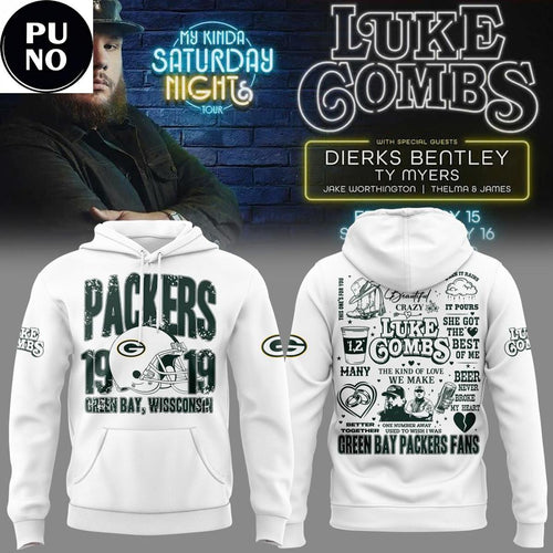 Green Bay Packers x Luke Combs Tour 2026 White Hoodie T-Shirt