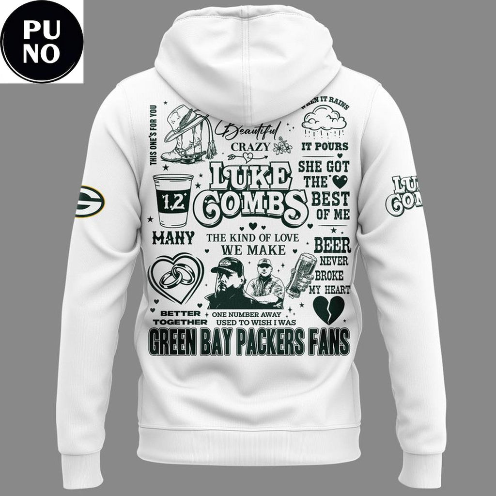 Green Bay Packers x Luke Combs Tour 2026 White Hoodie T-Shirt
