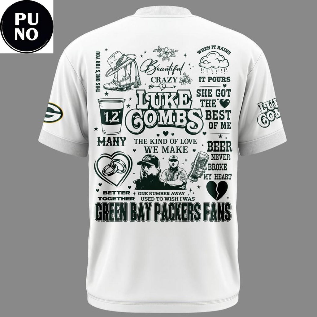 Green Bay Packers x Luke Combs Tour 2026 White Hoodie T-Shirt