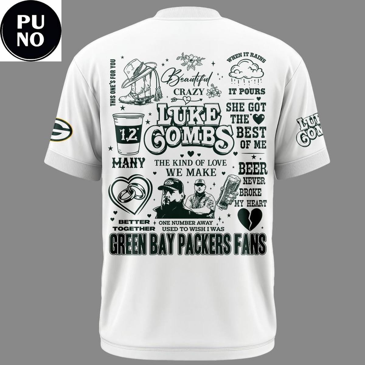 Green Bay Packers x Luke Combs Tour 2026 White Hoodie T-Shirt