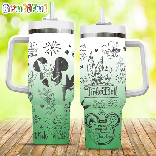 Green Tinker Bell Making Magical Memories Together Stanley Tumbler 40oz, Disney Stanley Tumbler