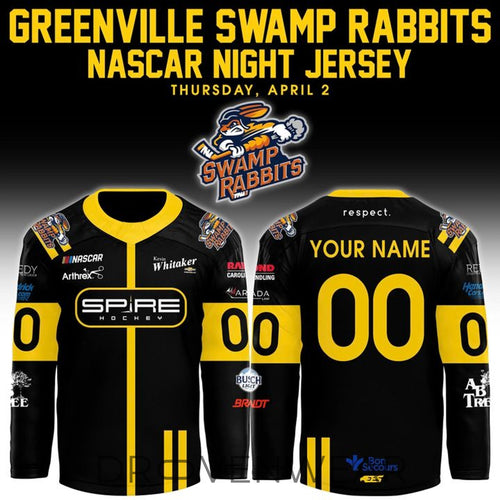 Greenville Swamp Rabbits NASCAR Night 2026 Exclusive Hockey Jersey Limited Release
