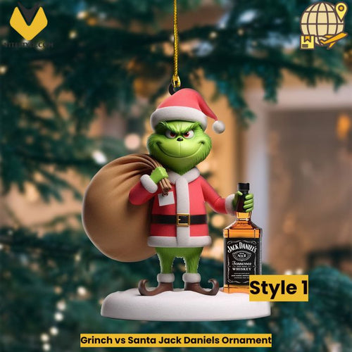 Grinch vs Santa Jack Daniels Ornament