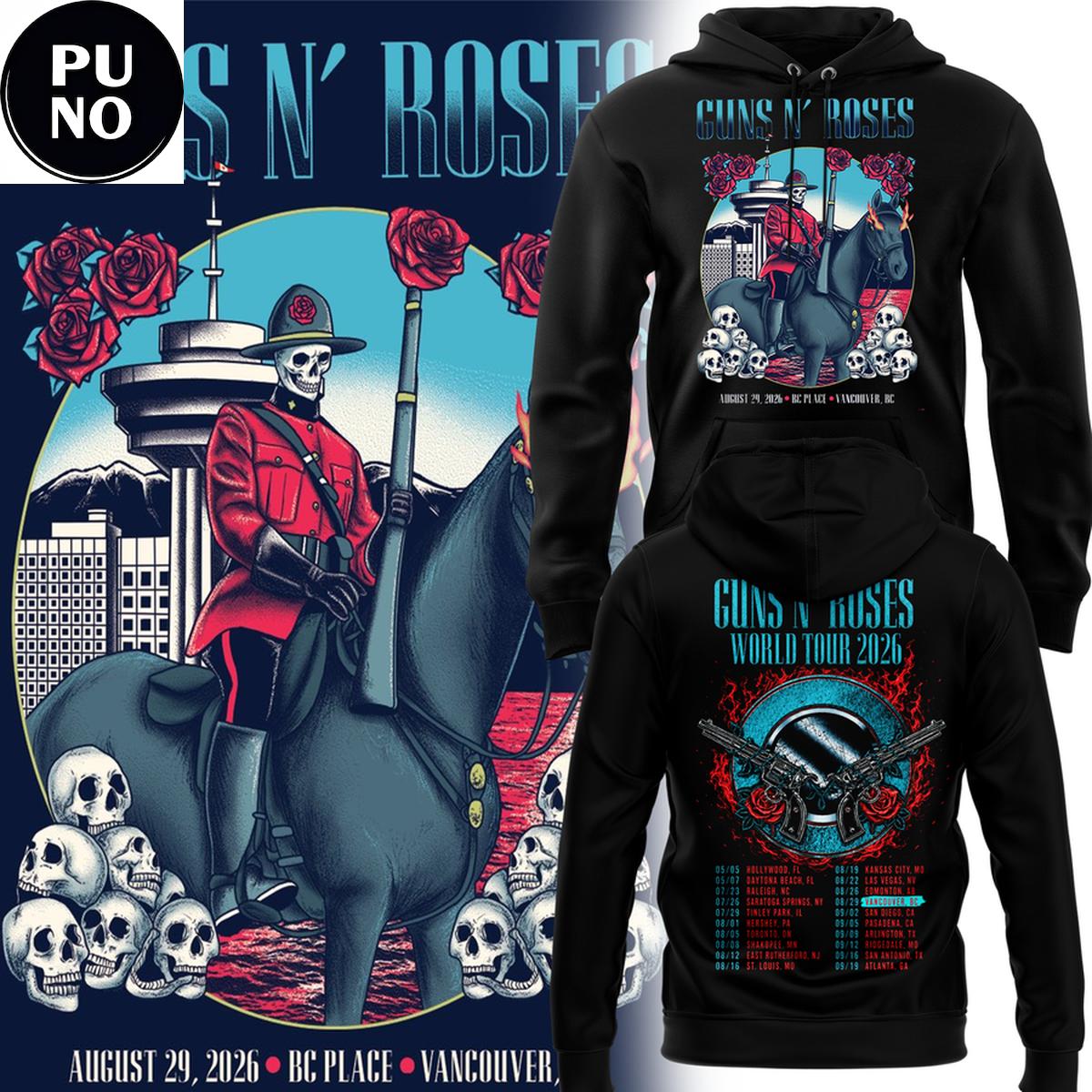Guns N’ Roses World Tour 2026 BC Place Vancouver Hoodie T-Shirt