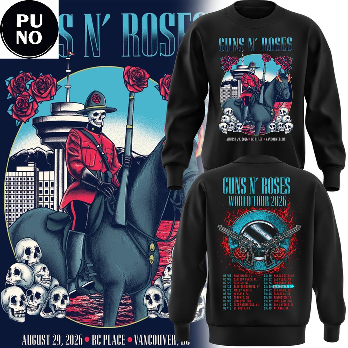 Guns N’ Roses World Tour 2026 BC Place Vancouver Hoodie T-Shirt