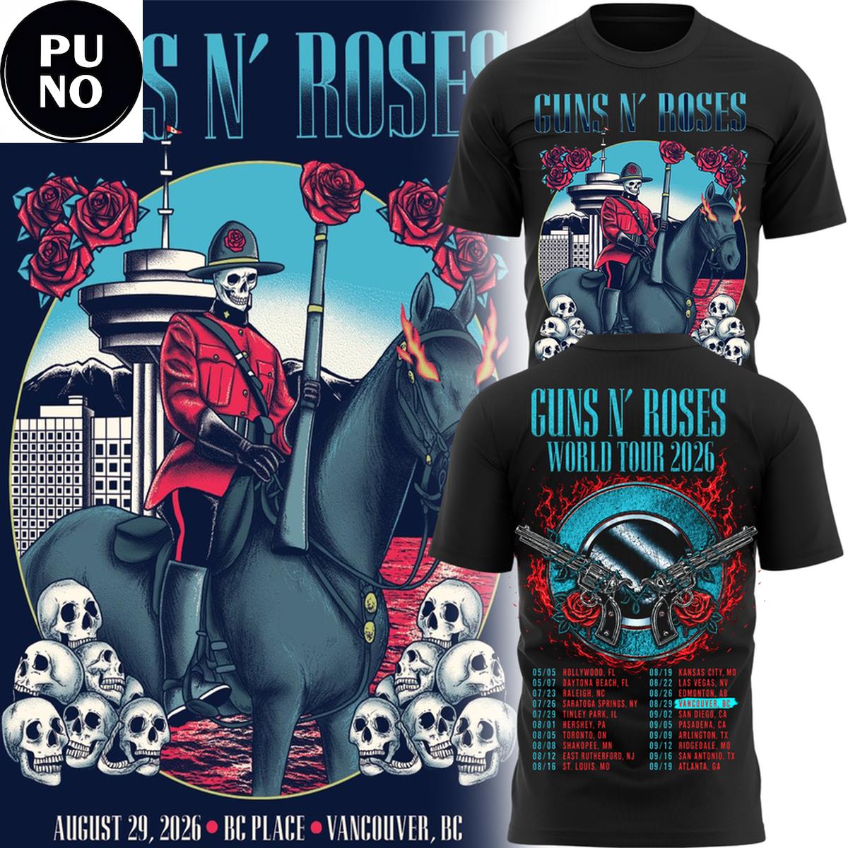 Guns N’ Roses World Tour 2026 BC Place Vancouver Hoodie T-Shirt