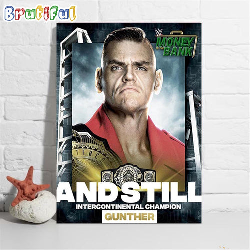 Gunther And Still Intercontinental Champion At WWE Money In The Bank Wall Art Poster Canvas