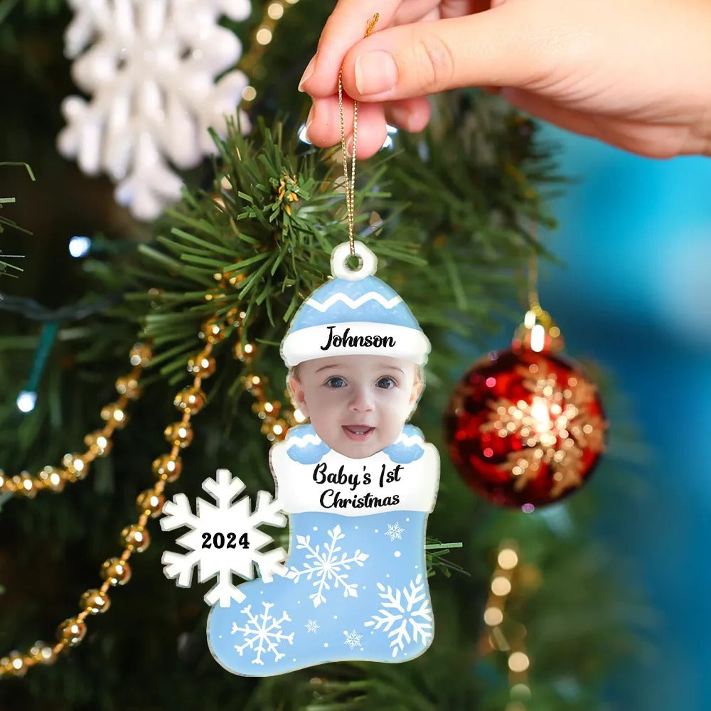 Custom Photo Baby’s 1st Christmas - Personalized Cutout Acrylic Ornament