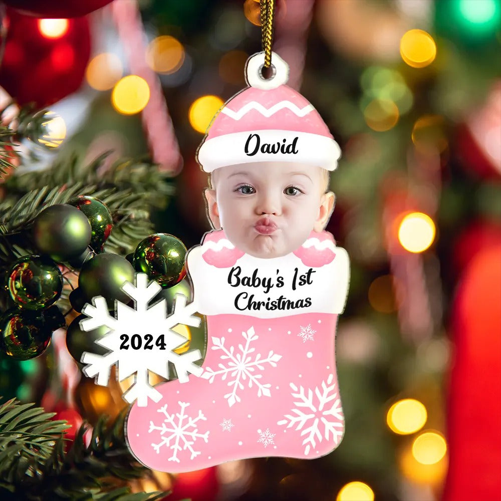 Custom Photo Baby’s 1st Christmas - Personalized Cutout Acrylic Ornament