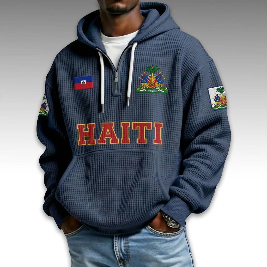 Haiti World Cup 2026 Waffle Quarter Zip Hoodie