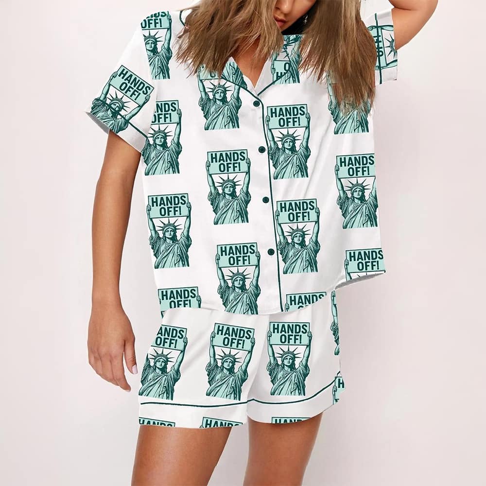 Hands Off Protest Print Pajama Set