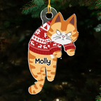 Hanging Cats - Custom Shaped Acrylic Ornament - Christmas Gift for Cat Lovers, Pet Lovers, Cat Mom, Cat Dad