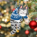 Hanging Cats - Custom Shaped Acrylic Ornament - Christmas Gift for Cat Lovers, Pet Lovers, Cat Mom, Cat Dad