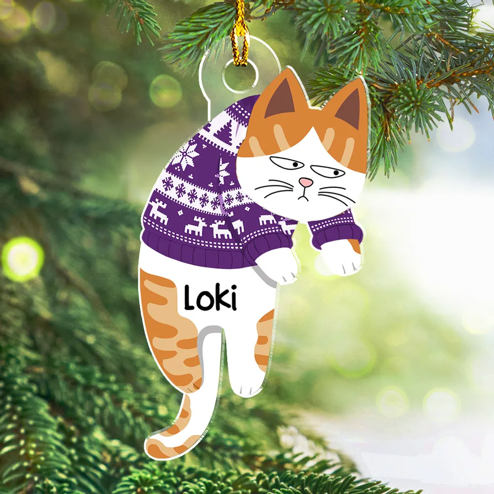 Hanging Cats - Custom Shaped Acrylic Ornament - Christmas Gift for Cat Lovers, Pet Lovers, Cat Mom, Cat Dad