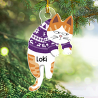 Hanging Cats - Custom Shaped Acrylic Ornament - Christmas Gift for Cat Lovers, Pet Lovers, Cat Mom, Cat Dad