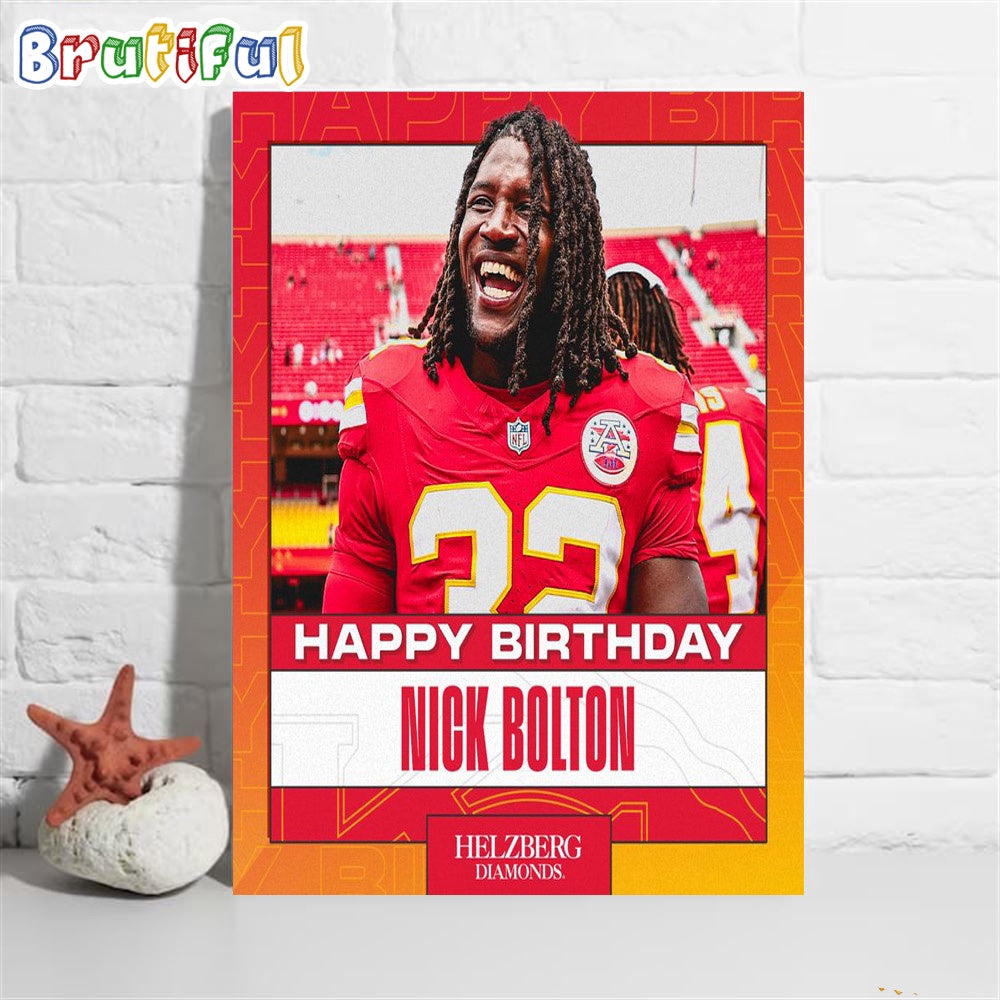 Happy Birthday Nick Bolton Kansas City Chiefs Wall Art Poster Canvas
