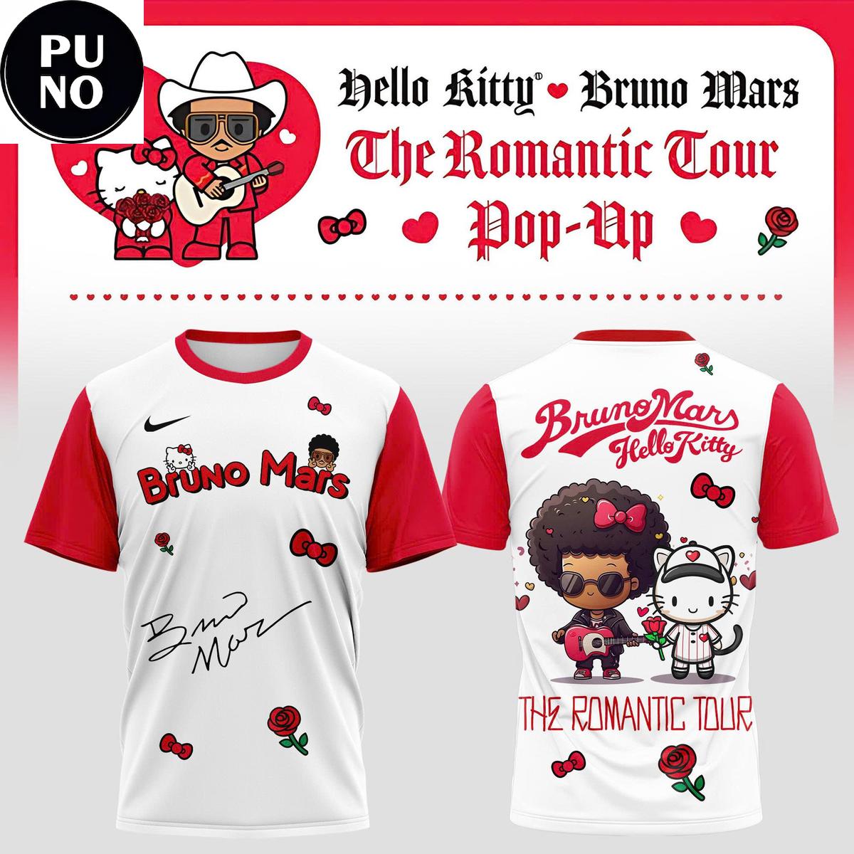 Hello Kitty x Bruno Mars The Romantic Tour 2026 Hoodie T-Shirt