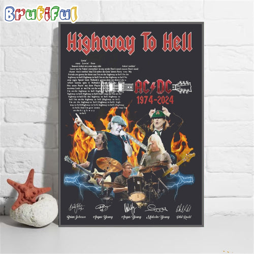 Highway To Hell ACDC 1974-2024 World Tour ACDC PWR Up Tour 2024 Poster Canvas