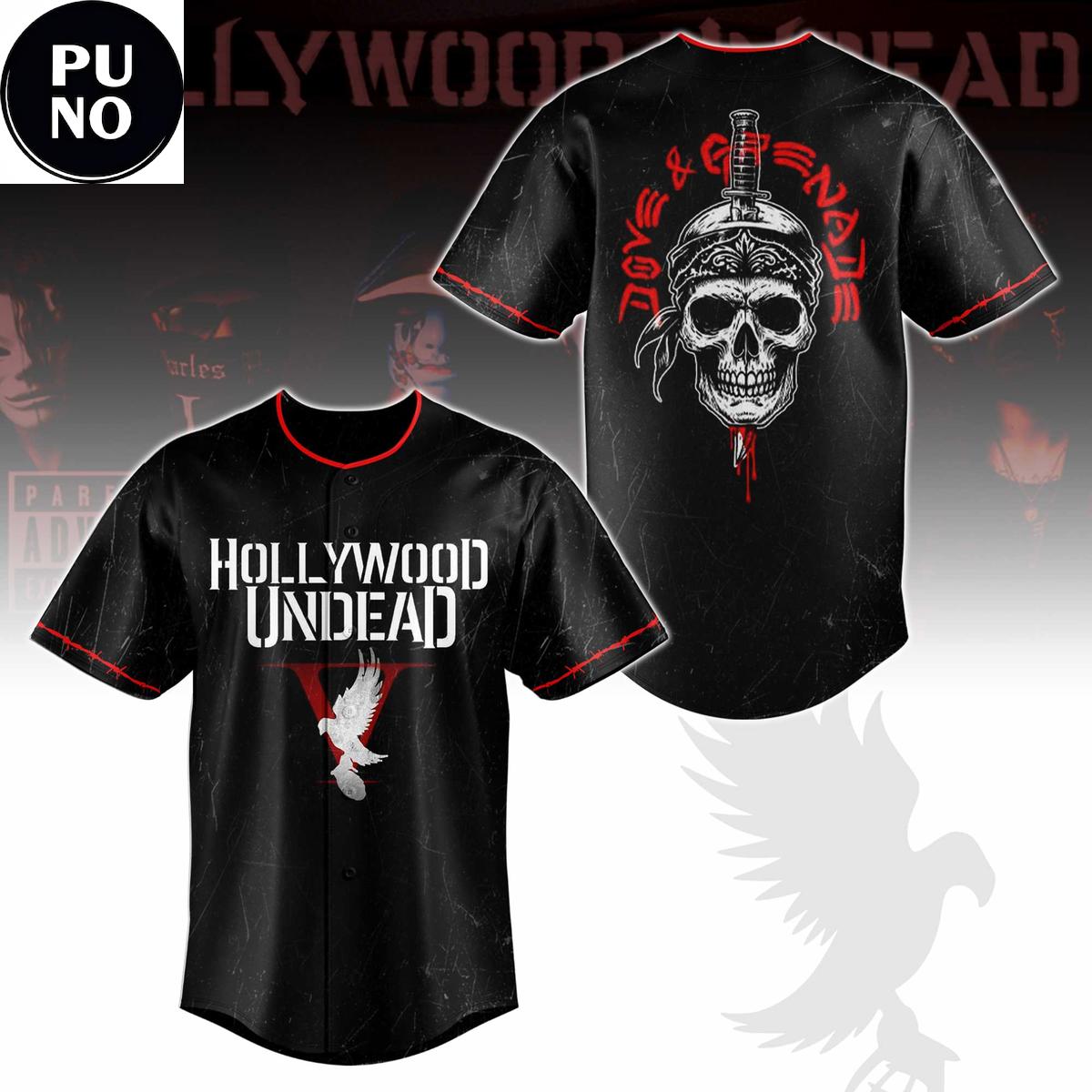 Hollywood Undead Tour 2026 Dagger Skull Baseball Jersey