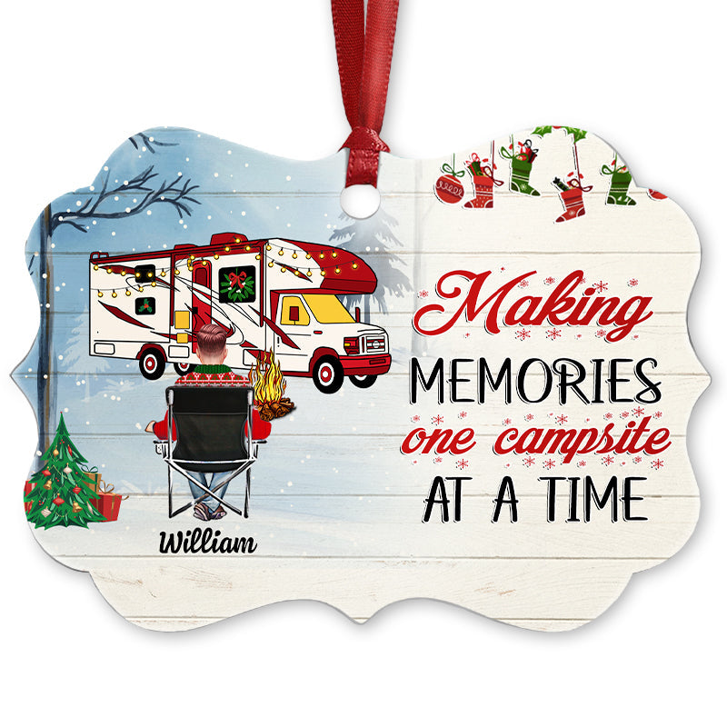 Home Is Where Happy Campers - Personalized Medallion Wooden Ornament - Christmas Gift For Camping Lovers