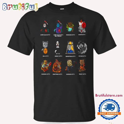 Horror Characters Kitty Halloween 2024 T Shirt