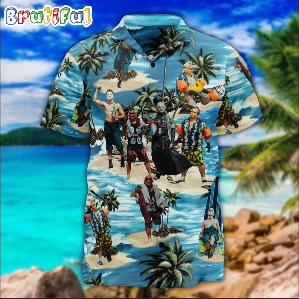 Horror Movie Icons Hawaiian Shirt Enjoying Summer Tropical Aloha Shirt