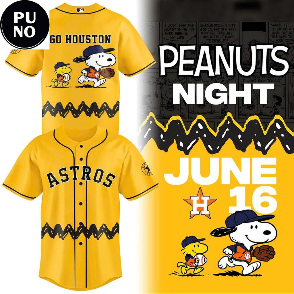 Houston Astros x Peanuts Night 2026 Personalized Baseball Jersey