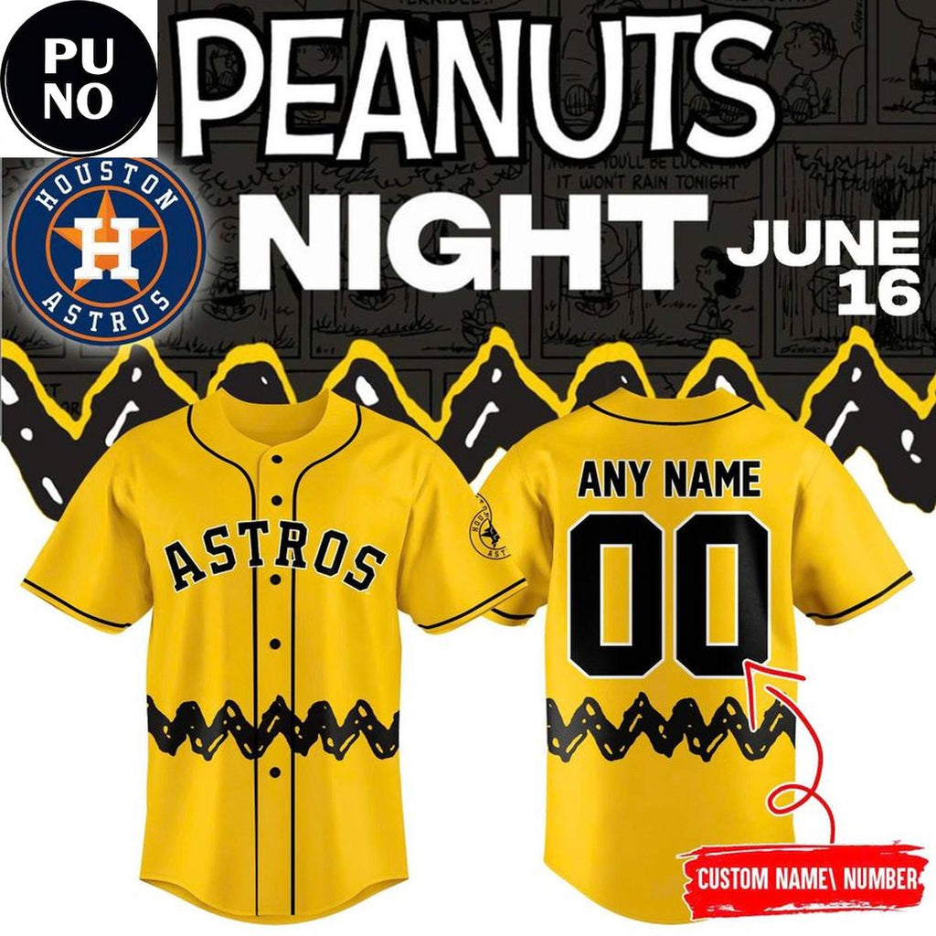 Houston Astros x Peanuts Night 2026 Personalized Baseball Jersey