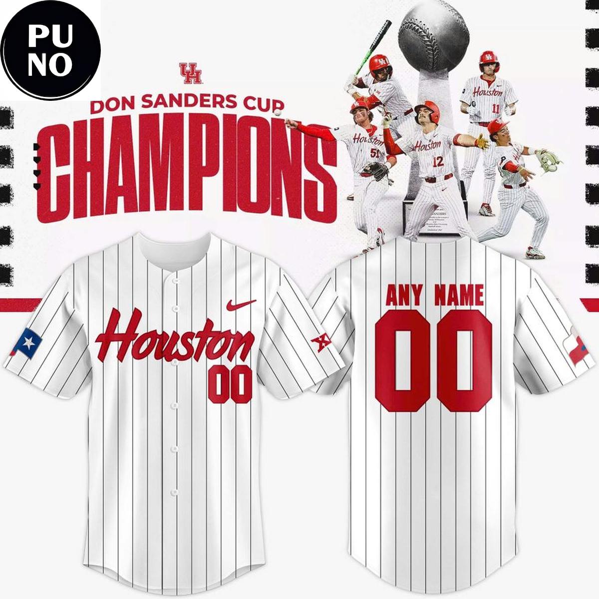 Houston Cougars 2026 Don Sanders Cup Champions Personalized Baseball Jersey