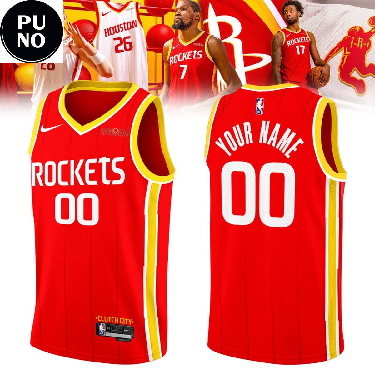 Houston Rockets Clutch City 2026 Rebrand Personalized Red Basketball Jersey