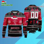 Personalized Houston Rockets Holiday Hoops Ugly Christmas Sweater