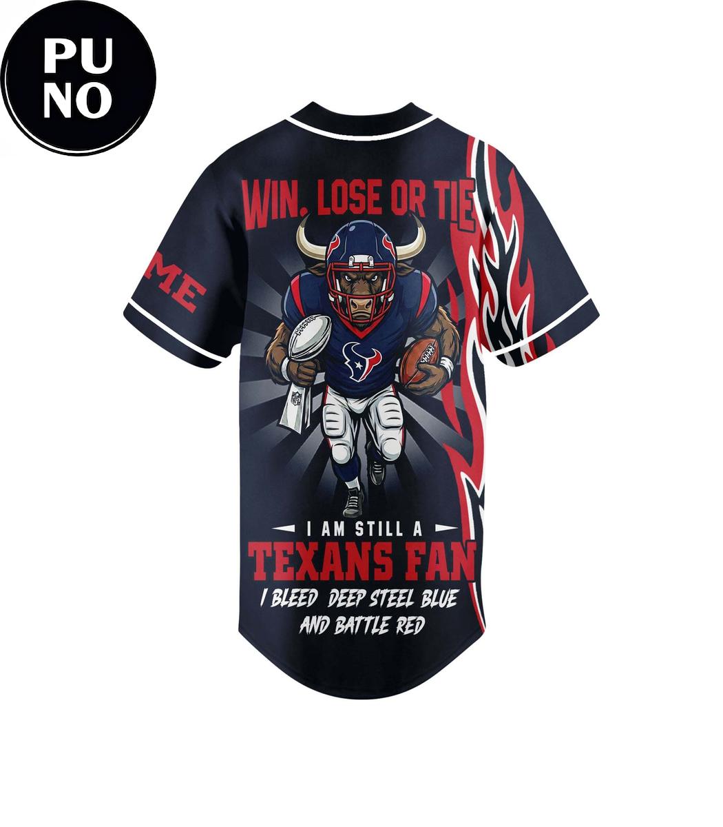 Houston Texans 2026 Win Lose or Tie Personalized Baseball Jersey