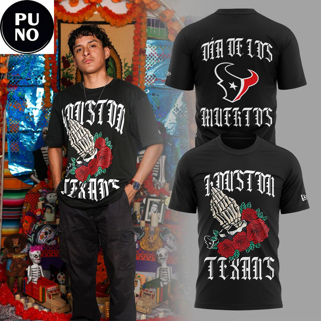 Houston Texans Dia de los Muertos 2026 Black Hoodie T-Shirt