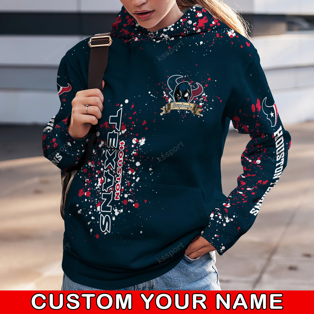 Custom NFL Houston Texans Hoodie Leggings Rock Paper Scissors Throat Punch I Win Hoodie