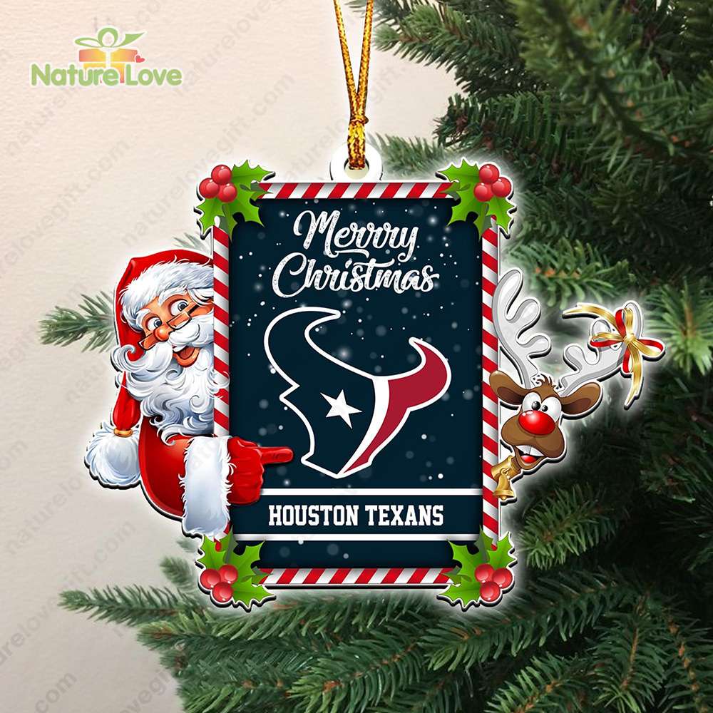 Houston Texans Santa And Reindeer Funny Christmas Ornament NFL Gift