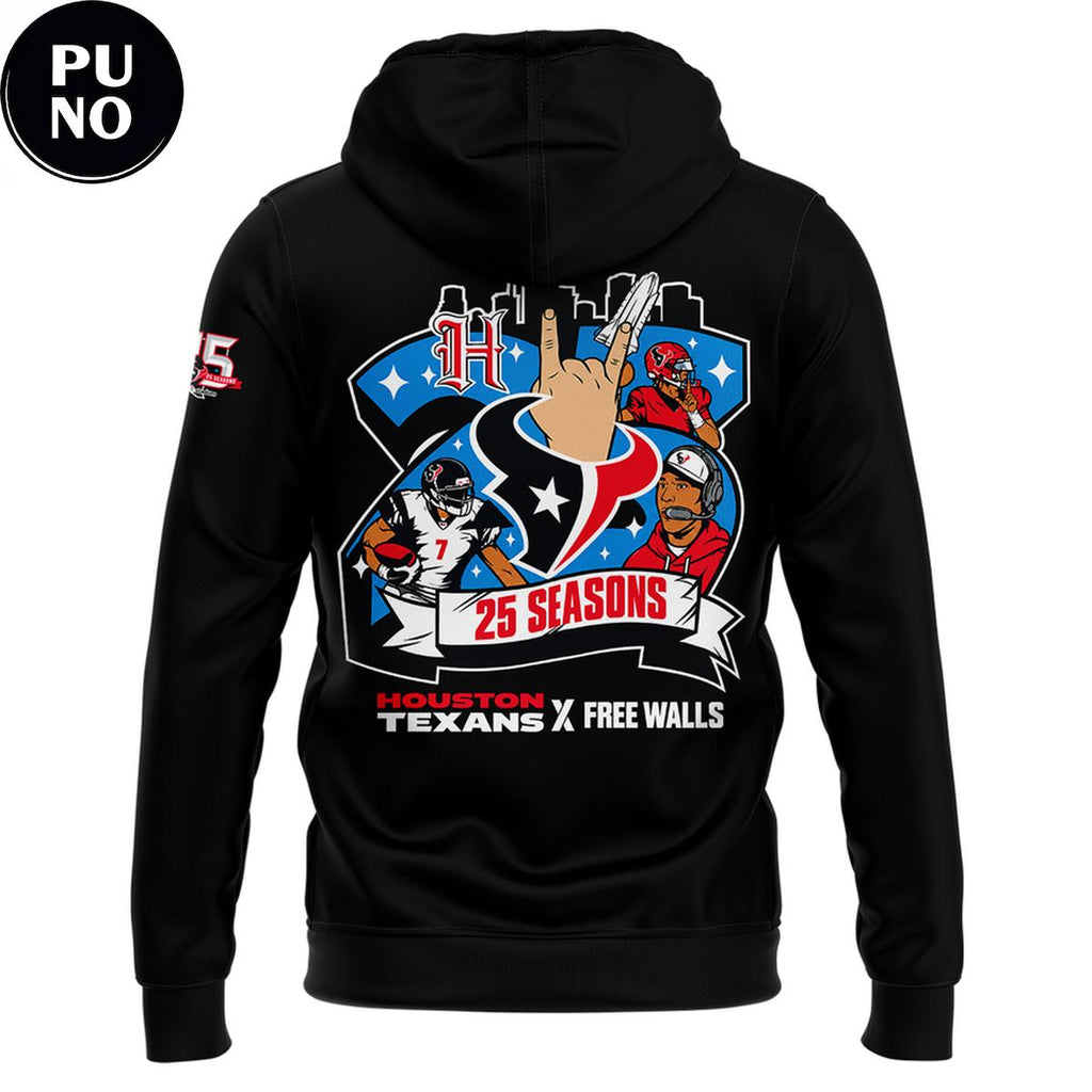 Houston Texans x Free Walls Celebrating 25th Season Hoodie T-Shirt