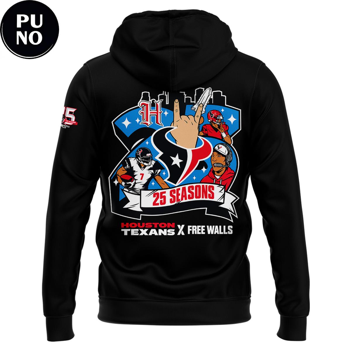 Houston Texans x Free Walls Celebrating 25th Season Hoodie T-Shirt