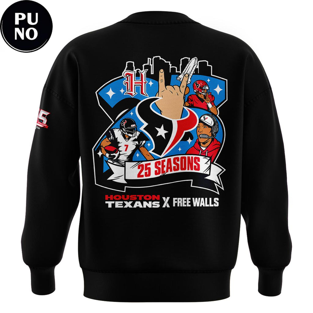 Houston Texans x Free Walls Celebrating 25th Season Hoodie T-Shirt