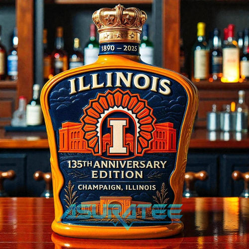 Illinois Fighting Illini 135th Anniversary Whiskey Bottle