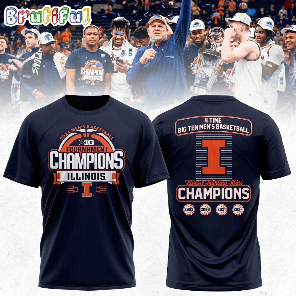 Illinois Fighting Illini 2024 Big Ten Men’s Basketball Conference Tournament Champions All Over Print Shirt