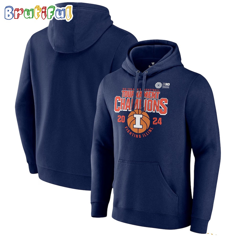 Illinois Fighting Illini 2024 Big Ten Men’s Basketball Conference Tournament Champions Hoodie T-Shirt