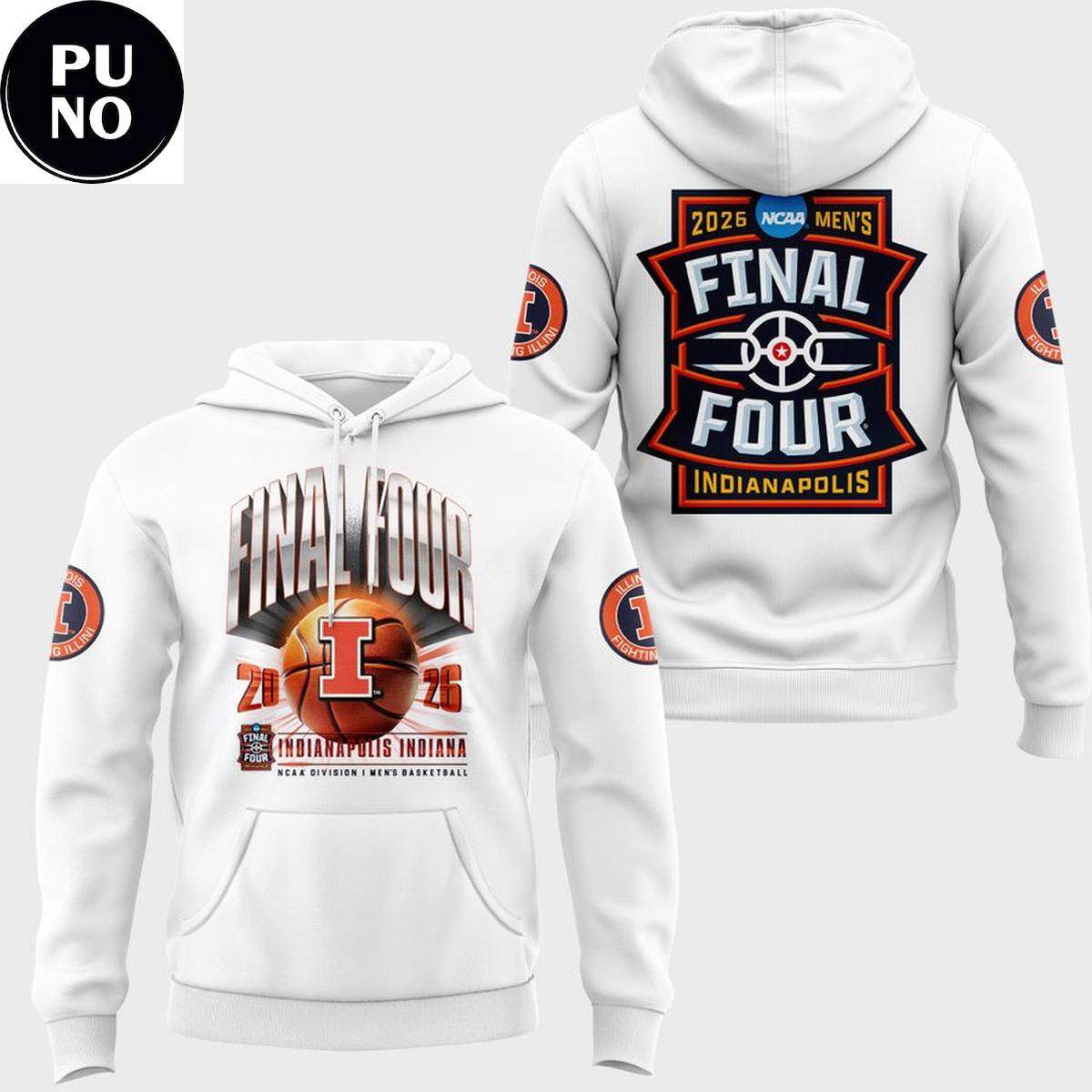 Illinois Fighting Illini 2026 NCAA Men’s Basketball Final Four White Hoodie Shirt