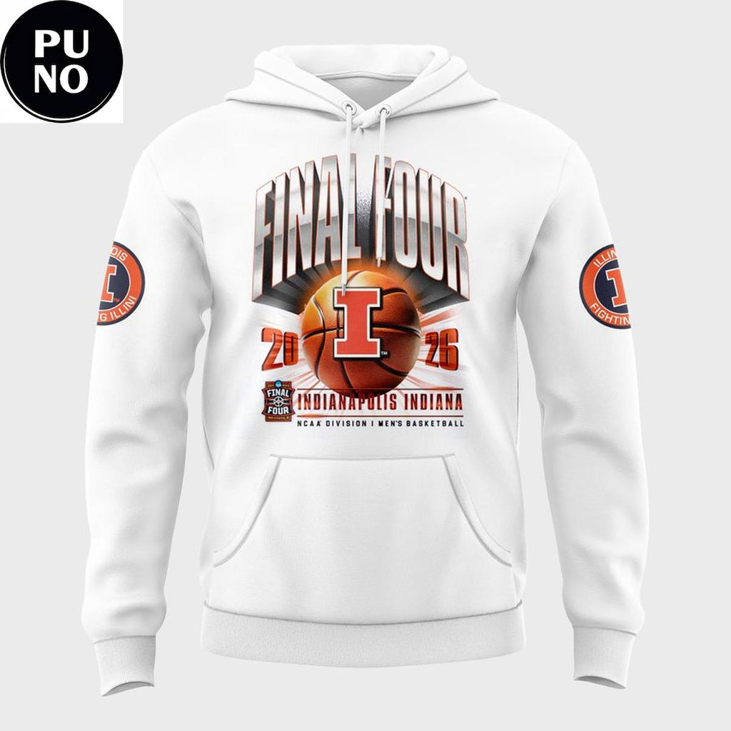 Illinois Fighting Illini 2026 NCAA Men’s Basketball Final Four White Hoodie Shirt